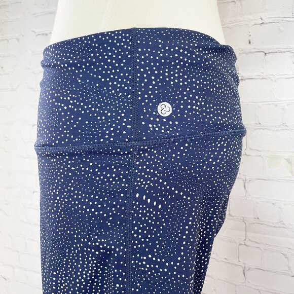 Zella High-Rise Cropped Athletic Leggings Women's Large Blue White Dot Print - Picture 5 of 9